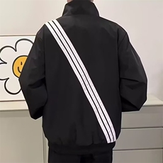 秋冬新款帅气立领三条杠条纹斜纹刺绣加绒加厚潮夹克装HH4010P59，男装夹克，星座1013-5