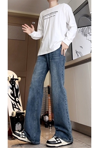 A178 秋冬季新款美式拼接牛仔裤男直筒宽松7002 P55限价68图片