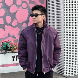 高品质春装新款老钱风美式高街解构立领棒球服飞行夹克潮休闲外套图片