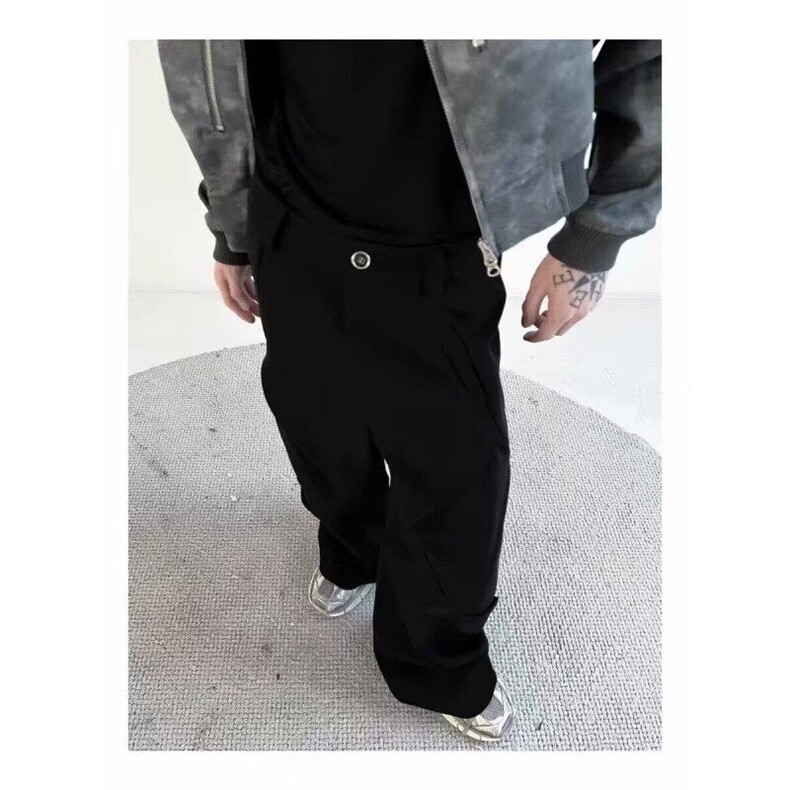 春季简约直筒质感百搭西裤男潮流纯色高级感阔腿长裤雅痞休闲西裤,男装休闲裤,星座506A