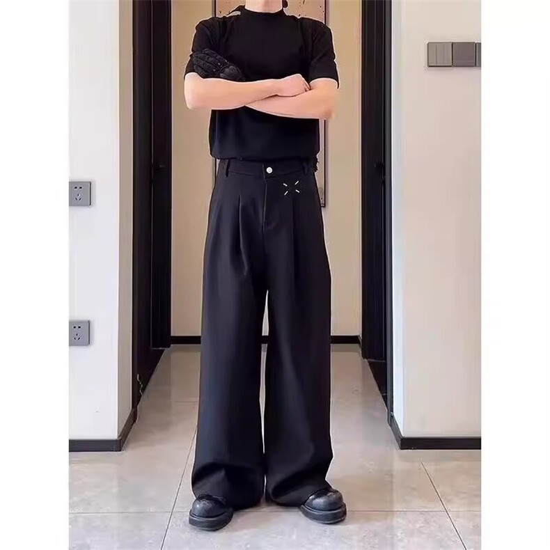 韩系cleanfit黑色西裤男秋冬宽松直筒西装裤LXK0200--P38加绒43,男装西服套装,星座1008