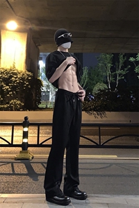 B221 美式ins高街纯色情侣款休闲微喇冰丝西裤 LK23083-P55 控78图片