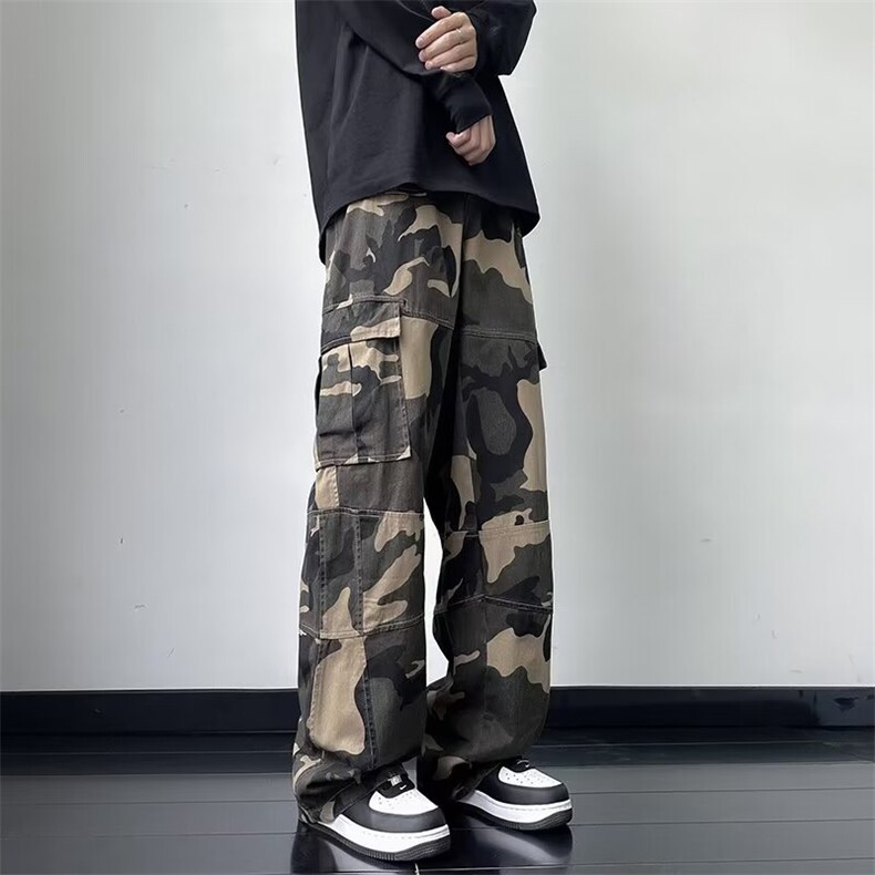 迷彩工装裤男欧美高街嘻哈机能风宽松直筒男生休闲长裤子KB821，男装工装外套，星座1116A-1（原606A）