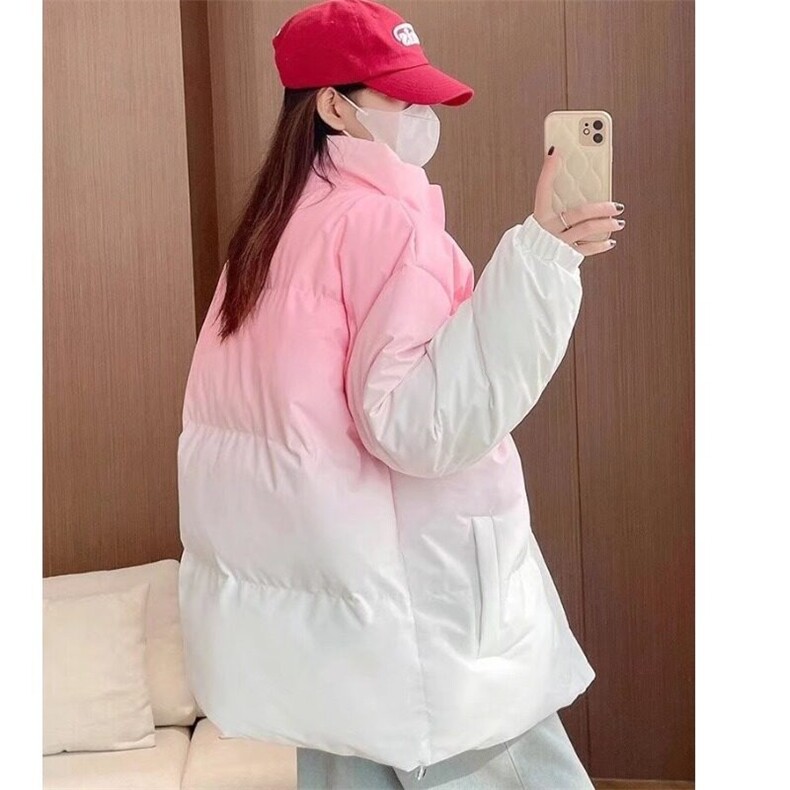 时尚立领渐变色宽松防寒服保暖女2024冬季新款减龄百搭外套潮,男装夹克,星座506A