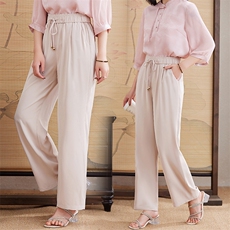 新中式阔腿裤女夏薄款2025新款高腰显瘦亲肤丝滑凉爽透气长裤,女装休闲裤,媚琳依坊, 新中式阔腿裤女夏薄款2025新款高腰显瘦亲肤丝滑凉爽透气长裤,女装休闲裤,媚琳依坊,