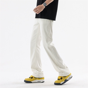 牛仔裤男夏季休闲潮牌修身直筒裤美式高街微喇裤子K2536-特P45图片