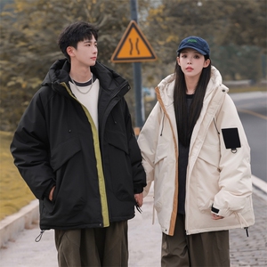 情侣冬季登山服白鸭绒连帽纯色工装羽绒服大衣A406 Y93651 P228图片