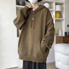 日系复古宽松连帽毛衣男秋冬休闲百搭套头针织衫外套M1622-P58，男装针织衫/毛衣，星座512-4