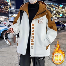 加绒加厚连帽夹克男秋冬时尚潮流加厚棉衣男外套MY1686-P73，男装夹克，星座310B-3