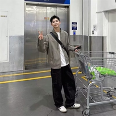 立领夹克男生浅灰色2025春季新品韩系百搭宽松休闲潮流上衣外套，男装夹克，星座516A