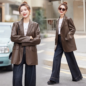 BAO款皮衣女2025新款款小个子高级感宽松春秋季韩版洋气西装外套图片