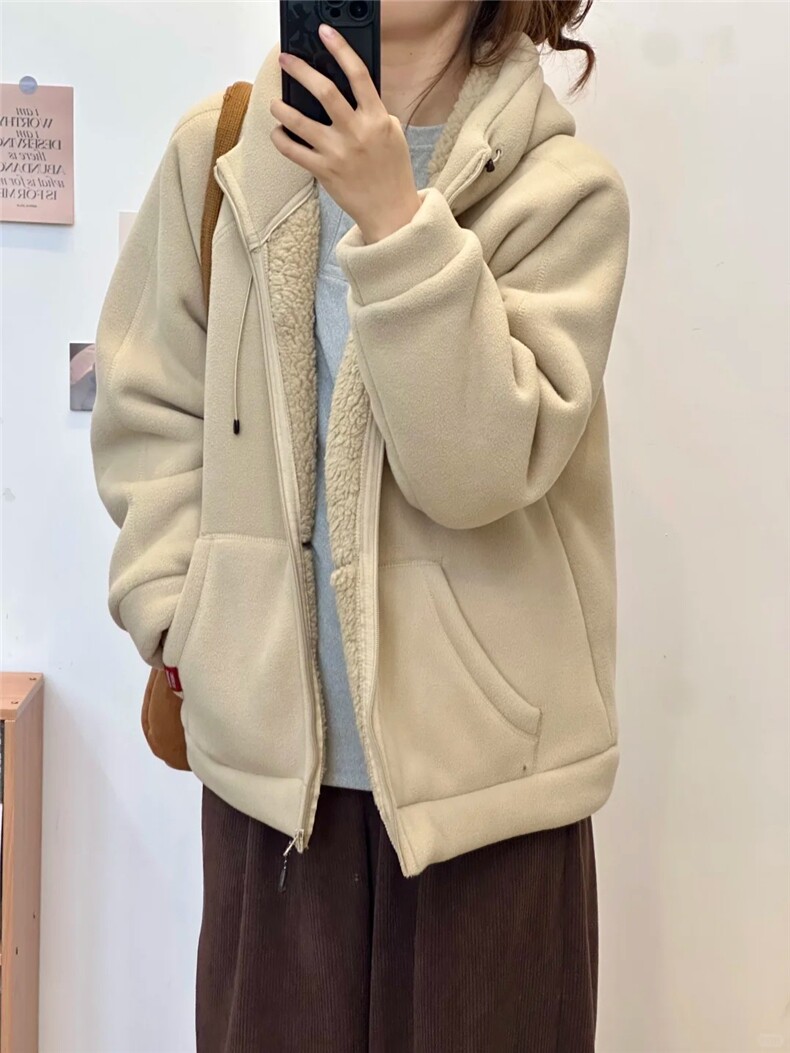 摇粒绒连帽拉链卫衣外套1302-GS02-P55成分100聚酯纤维,女装短外套,星座1302