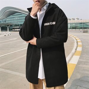 【】A003-HF012-P50冬装新款创意印花时尚潮流大衣 港仔1图片