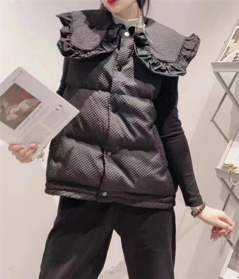 冬装木耳边羽绒马甲，女装马甲，后来伽