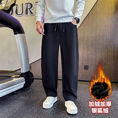 网图加绒加厚运动卫裤新款冬季宽松加厚休闲裤310A-K6025JR-P50，男装休闲裤，四季星座310A