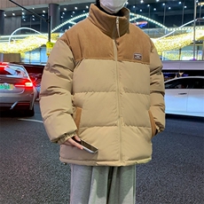 冬季青少年灯芯绒立领拼接外套休闲百搭面包服棉服5302-P78，男装棉衣，电商B306