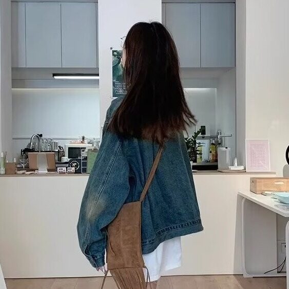 美式复古牛仔外套男女春秋宽松显瘦百搭水洗做旧开衫休闲夹克上衣,男装夹克,星座601-1