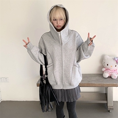 抖音得物高品质秋冬美式高街重磅结构辑明线纹理连帽卫衣外套W111，男装卫衣，电商A486