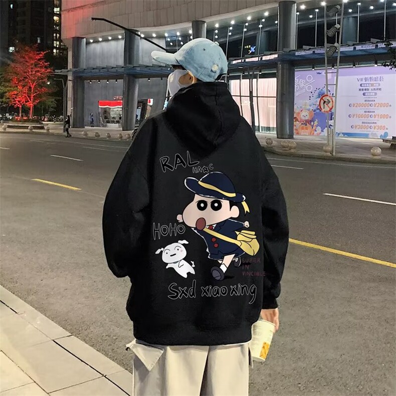 350g华棉潮牌印花连帽卫衣男女休闲春秋宽松时尚上衣5140-P43网图图片