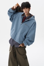 8XL-M美式复古撞色连帽水洗夹克男高级感做旧情侣外套JK1327P88，男装夹克，电商D206-1
