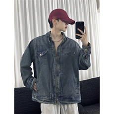 B221美式高街暗黑小众重工艺加厚牛仔外套SY2433-P95控129，男装工装外套，电商B221