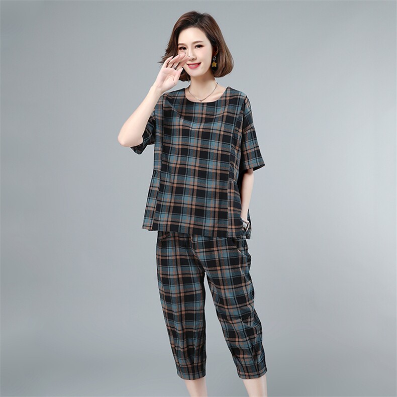 2021年夏季新款时尚百搭潮流气质方格套装,女装套装/套裙,叶笙衣