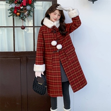 2025年冬季新款韩版时尚优雅气质内胆含90白鸭绒长款羊毛呢大衣，女装毛呢外套，超帛