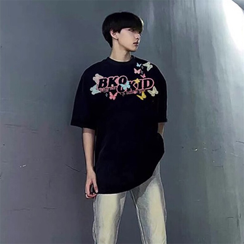 万针全刺绣工艺抖音得物高品质260克重磅纯棉双纱美式高街短袖T恤,男装T恤,电商A486