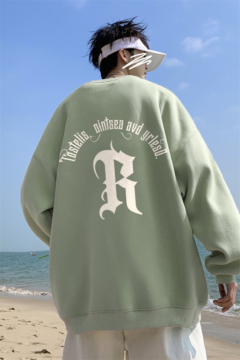 ！直播品质重磅宽松大码港风R印花圆领卫衣WY73-特p28,男装卫衣,星座508（原C305）