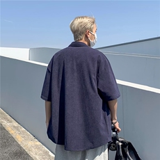 日系五分袖春夏季新款衬衫潮流慵懒男方领宽松型衬衫ED25P28，男装衬衫，星座1116-2