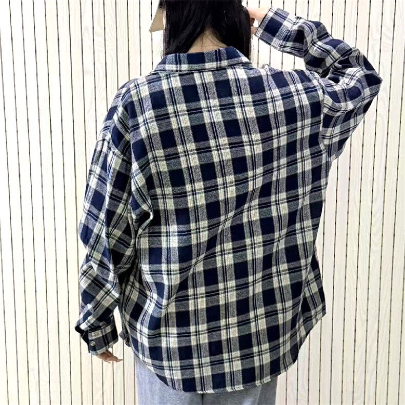 春季新款现货（跨境电商）格子男女情侣款潮流宽松格纹衬衣,男装衬衫,星座1107-1