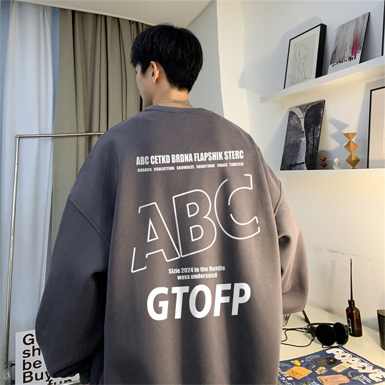 秋季新款320G华棉圆领卫衣面布棉WH2480-P35控58,男装卫衣,电商B370