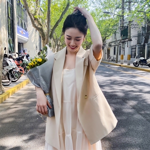纯色西装秋季2021新款女装中袖腰带修身显瘦中长外套 166-XZ05P85图片