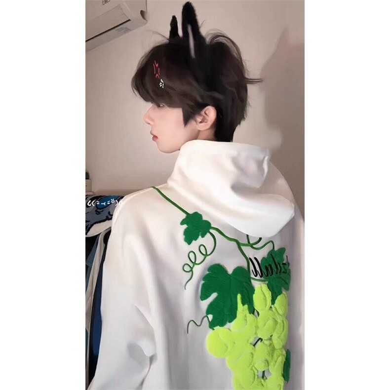 纯棉美式高街葡萄网球毛巾刺绣连帽卫衣ZW0113-P58 加绒63图片