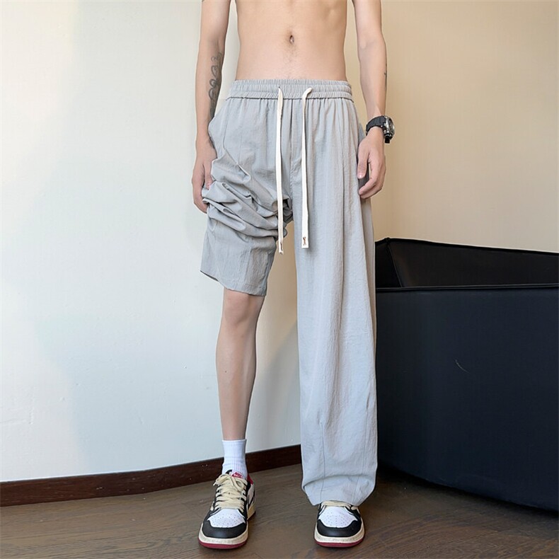 ！2026夏季新款男士宽松休闲裤百搭冰丝长裤WK2077特P35,男装休闲裤,电商B220