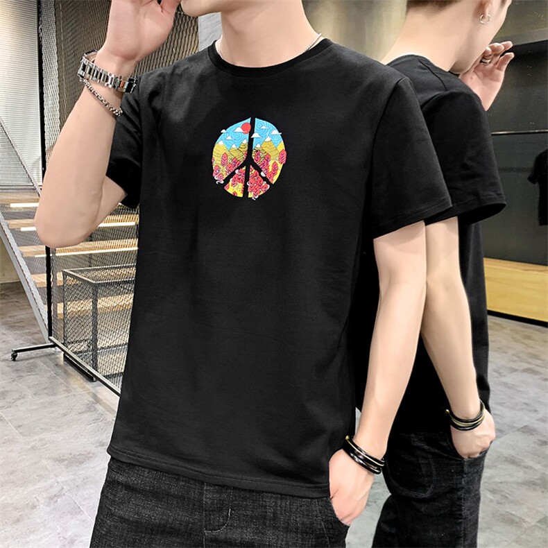 有现货2021夏季新款潮流个性印花百搭男士短袖T恤A436-T637,男装T恤,电商A436