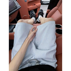 B221美式ins高街宽松条纹休闲短裤五分裤LK25556-特P28控49，男装休闲裤，电商B221