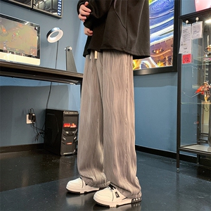 8XL-M 特大码冰丝褶皱肌理感裤子男韩版潮流百搭拖地裤K951P48图片