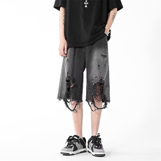 破洞牛仔短裤男韩版潮流高街帅气2026夏季新款ins五分裤RK218-P41，男装牛仔裤，星座412