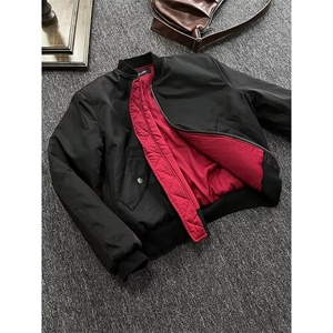 红内bomber夹克外套男春秋短款廓形飞行服cleanfit高街美式棒球服图片