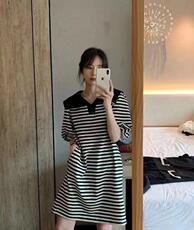 韩版横条纹连衣裙，女装连衣裙，依多坊