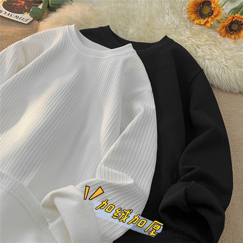 2025HT24822加绒港风白底肌理感帅气打底衫M-5XHT24923-特P25，男装T恤，电商A022