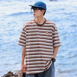 美式重磅短袖t恤男夏季潮牌青少年上衣宽松圆领半袖体恤T103-P33图片
