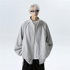 撞色插肩袖卫衣男2025春秋季运动拉链夹克开衫可二开JK705-P68，男装夹克，电商C307