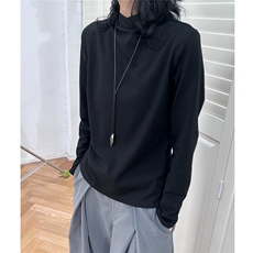 领子交叉休闲宽松百搭长袖T恤衫D328-CX6605-P48，男装T恤，电商D328