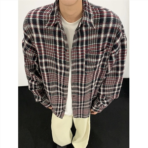 现货~磨毛加厚格子大码长袖衬衫 C5893/特P25 红色2图片