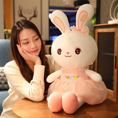 可爱穿裙兔子毛绒玩具七彩兔公仔安抚小白兔布娃娃儿童生日礼物