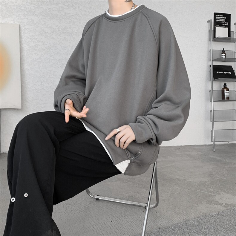 8XL-M假两件卫衣加肥加大码重磅拼接外套圆领套头WY5103P55加绒65,女装短外套,电商B238