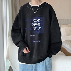 控78假两件毛衣男大码加绒针织衫男毛线衣M80345-P55加绒P70，男装针织衫/毛衣，电商A040