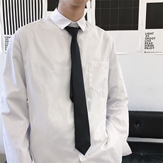 白色长袖衬衫男宽松情侣韩版潮流学生班服休闲学院风衬衣C122-p30，男装衬衫，星座1008-1